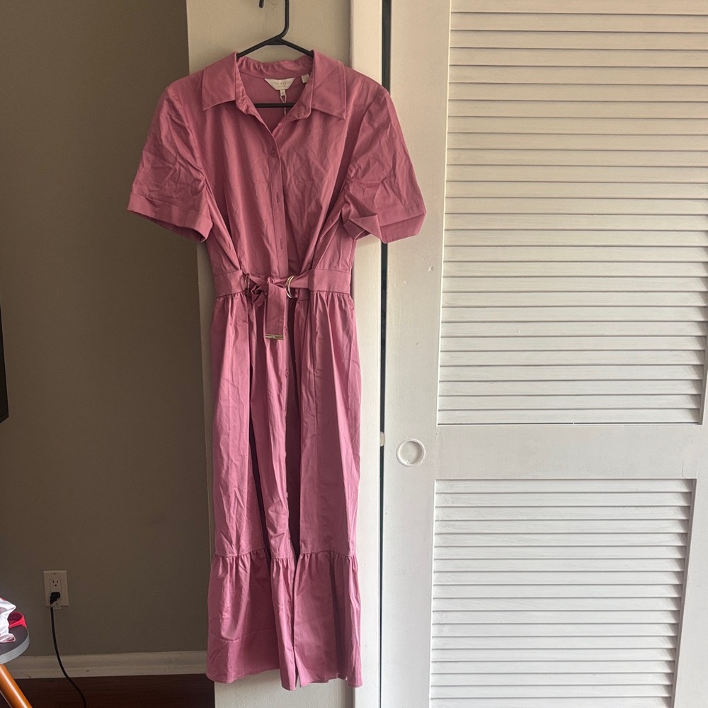 Ted Baker London Pink Belted Midi Dress